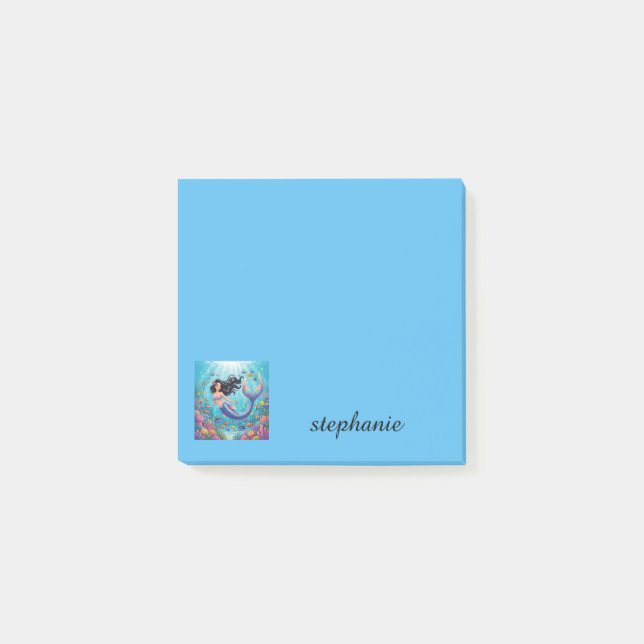 Bloco De Notas Sereia Bonita sob o Mar | Personalize (Frente)