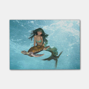Bloco De Notas Sereia com tartaruga de mar