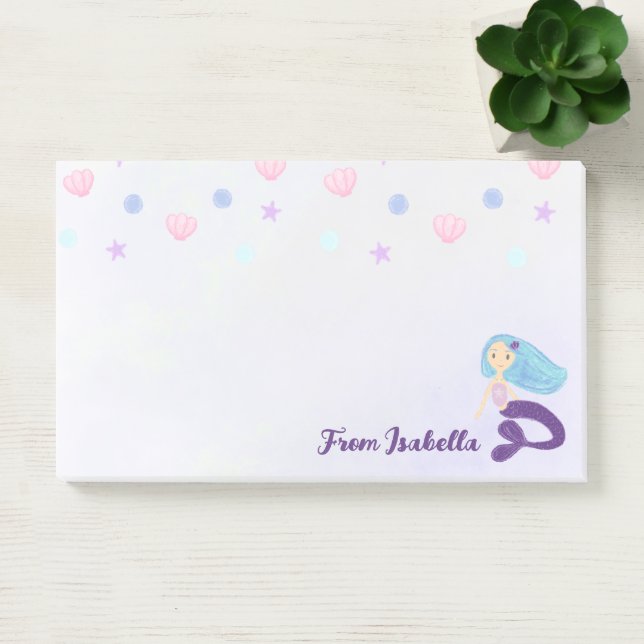Bloco De Notas Sereia Princesa Azul Pastel e Roxo (Escritótio)