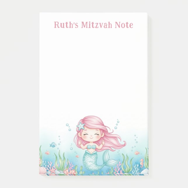 Bloco De Notas Sereia Submarina do Mar Oceânico Personalizada Mit (Frente)