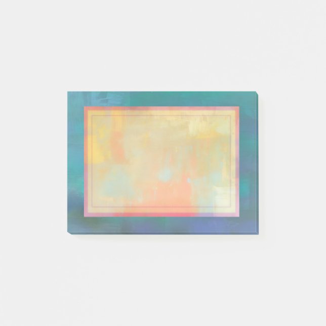 Bloco De Notas Serenidade abstrato Verde e Roxo (Frente)