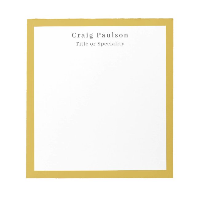 Bloco De Notas Serif Font Simple Professional Plain Gold White (Frente)