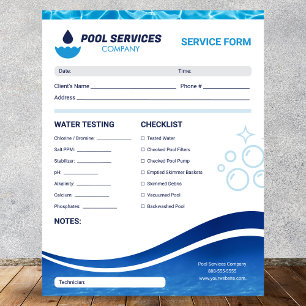 Bloco De Notas Serviços de Piscina Formulário de Serviço de Man