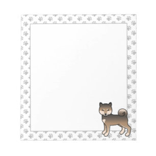Bloco De Notas Sesame Shiba Inu - Cão e patas de cartoon
