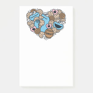 Bloco De Notas Sésamo Sésamo Cookie Monster Doodle Heart
