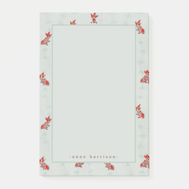 Bloco De Notas Seu Nome É Woodblock Goldfish Koi (Frente)