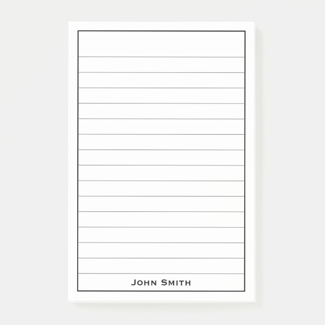 Bloco De Notas Seu nome | Linhas Negras Mínimas Corporativas (Frente)