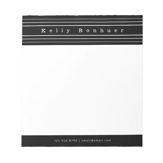 Bloco De Notas Seu Nome & Listras | Roxo & Rosa (Frente)