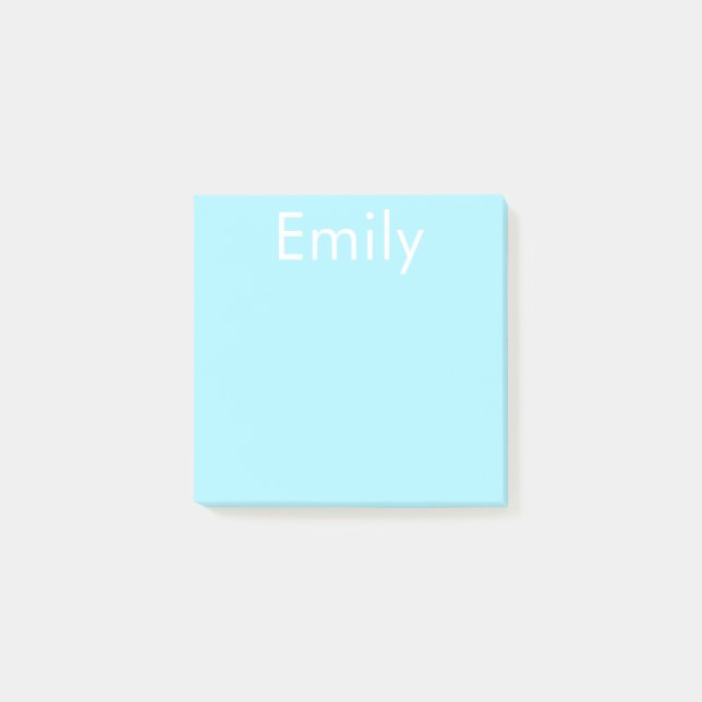 Bloco De Notas Seu próprio nome ou palavra | Azul-céu mole (Frente)