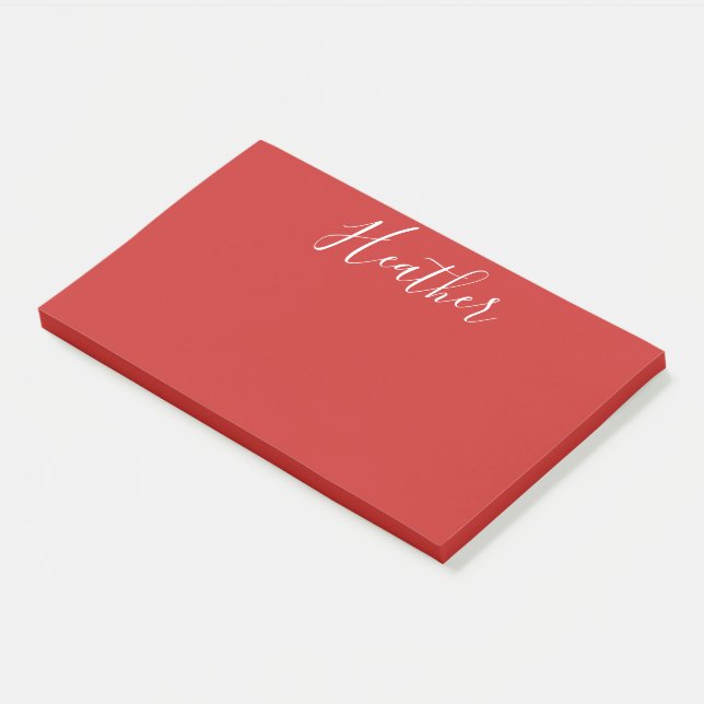 Bloco De Notas Seu Script Branco Personalizado em Vermelho (Inclinado)