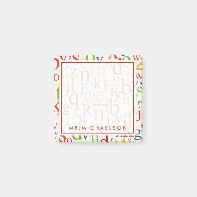 Bloco De Notas Seu texto | Alfabeto Colorido (Frente)