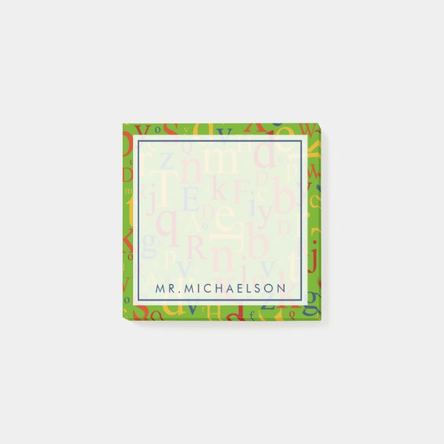 Bloco De Notas Seu texto | Alfabeto Colorido (Frente)