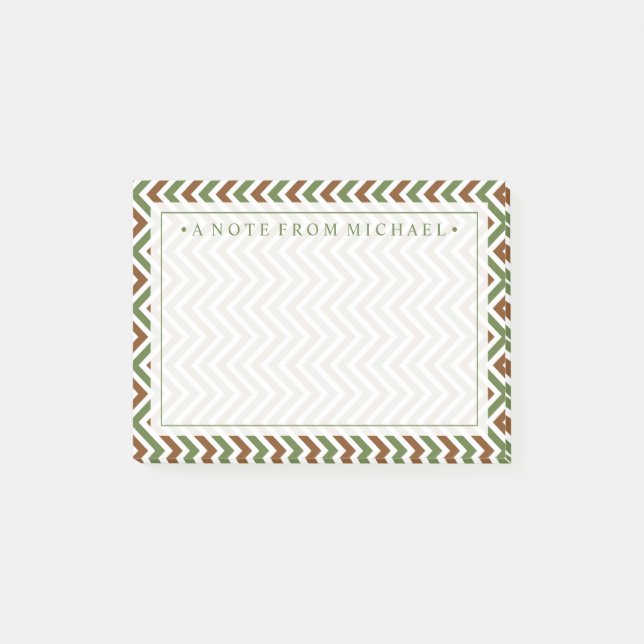 Bloco De Notas Seu texto | Khaki Chevron (Frente)