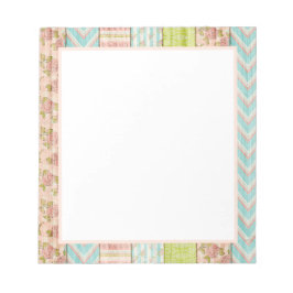 Bloco De Notas Shabby Rosa Pastel Patterno sobre Algodão de Madei