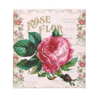 Bloco De Notas SHABBYCHIC Inglês Rosa vintage rosa