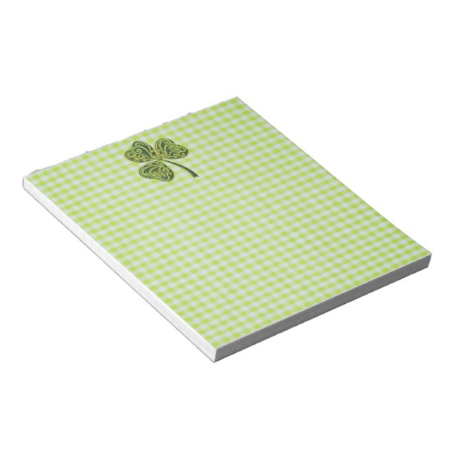 Bloco De Notas Shamrock em Green Gingham (Inclinado)
