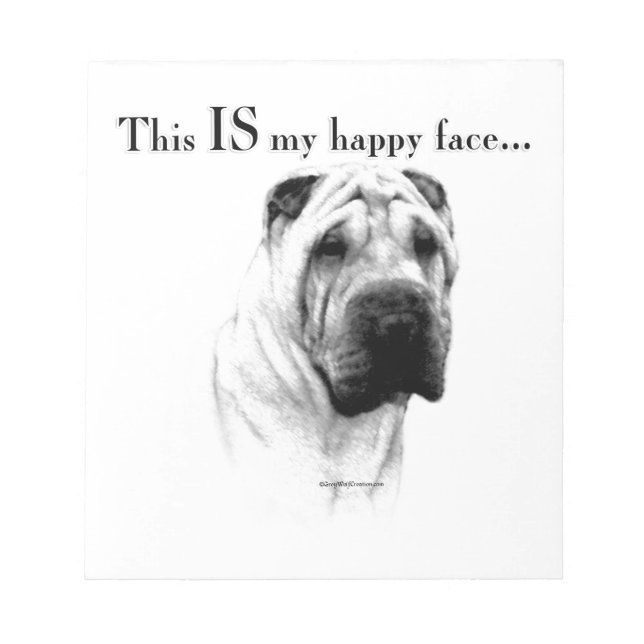 Bloco De Notas Shar Pei Happy Face Chinês (Frente)