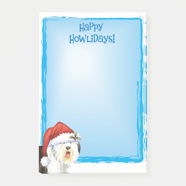 Bloco De Notas Sheepdog inglês velho feliz de Howlidays (Frente)