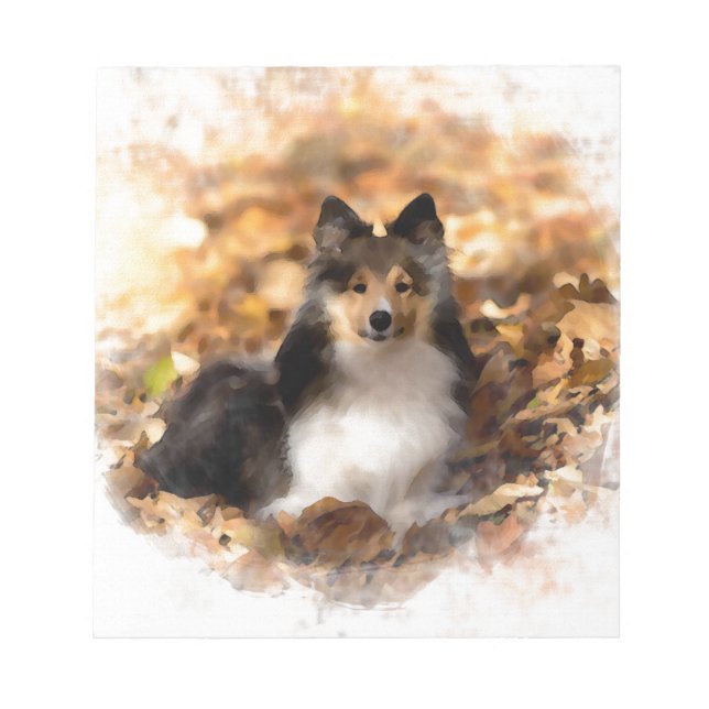 Bloco De Notas Sheltie Shetland Sheepdog Art Painting (Frente)