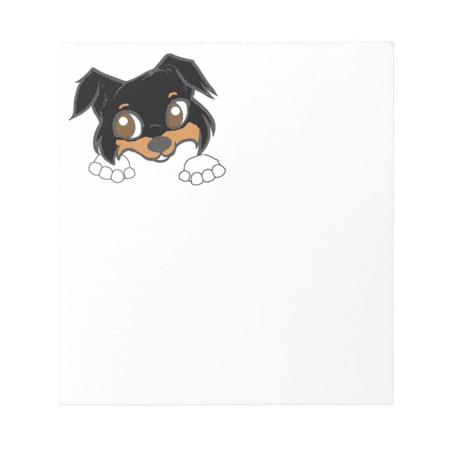 Bloco De Notas Shetland Sheepdog Black Tri Peeking Cartoon (Frente)