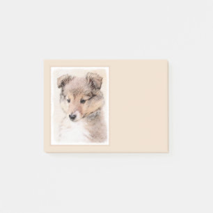 Bloco De Notas Shetland Sheepdog Puppy Pintura Original