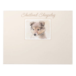 Bloco De Notas Shetland Sheepdog Puppy Pintura Original