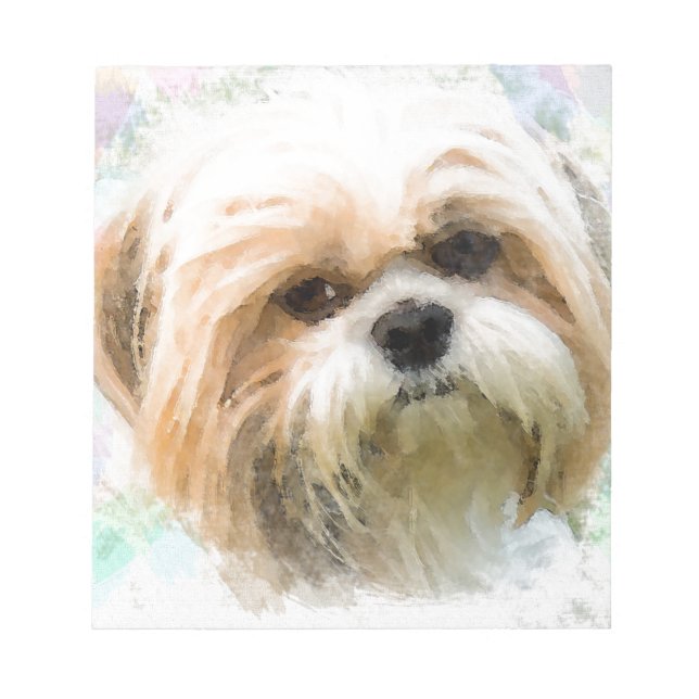 Bloco De Notas Shih Tzu Dog Water Color Pintura (Frente)