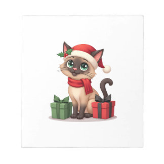 Bloco De Notas Siamese Cat Xmas Holiday Santa Siamese Cat Christm