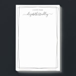 Bloco De Notas Signature Black White Elegante Girly Monograma<br><div class="desc">Notas de Nomes Brancos e Pretos de Scripts de Assinatura Elegante Chic. Ele apresenta um modelo de script de fonte de substituição monograma/nome de cheio com letra mestra simples, com letra mestra simples, e duas (2) borda magra (quadro). É fácil personalizar adicionar seu nome. Perfeito para namorada, mãe, empresário, profissional...</div>