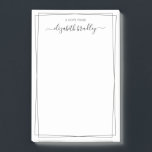 Bloco De Notas Signature Black White Elegante Girly Monograma<br><div class="desc">Notas de Nomes Brancos e Pretos de Scripts de Assinatura Elegante Chic. Ele apresenta um modelo de script de fonte de substituição monograma/nome de cheio com letra mestra simples, com letra mestra simples, e duas (2) borda magra (quadro). É fácil personalizar adicionar seu nome. Perfeito para namorada, mãe, empresário, profissional...</div>