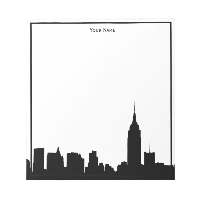 Bloco De Notas Silhouette Skyline NYC enquadrado (Frente)