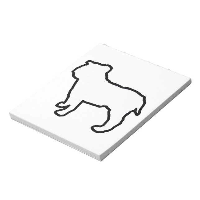 Bloco De Notas Silhueta Branca de Bulldog (Invertido)