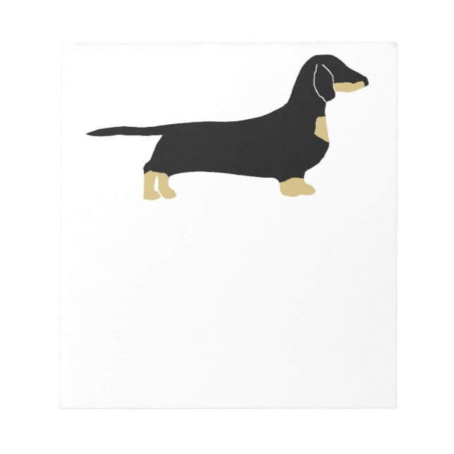Bloco De Notas silhueta dachshund preta e bronzeada (Frente)