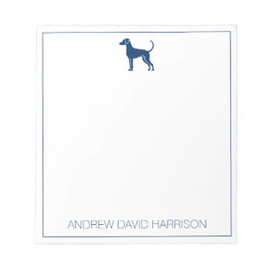 Bloco De Notas Silhueta de Cão Azul e Branco Personalizada