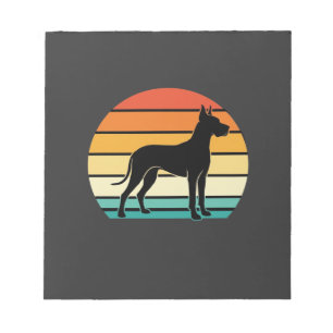 Bloco De Notas Silhueta de cão Great Dane pôr do sol retrô