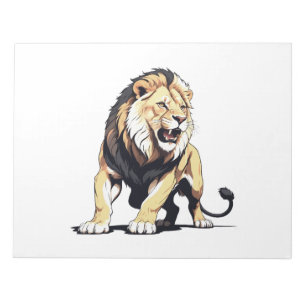 Bloco De Notas Silhueta de Leão Majestoso na Arte Vetor Negrito