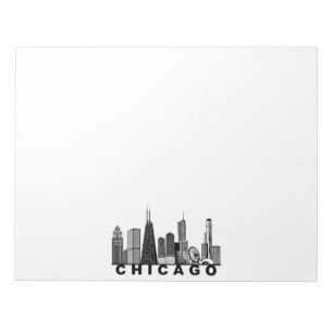 Bloco De Notas Silhueta do Horizonte de Chicago 