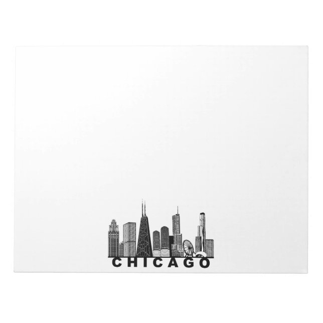Bloco De Notas Silhueta do Horizonte de Chicago  (Frente)