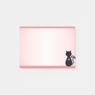 Bloco De Notas Silhueta Gato Preto Elegante a Rosa