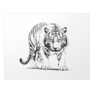 Bloco De Notas Silhueta Majestosa de Tigre em Arte Vetor Negrito