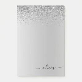 Bloco De Notas Silver Bruted Metal Monograma Nome Luxo
