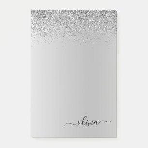 Bloco De Notas Silver Bruted Metal Monograma Nome Luxo
