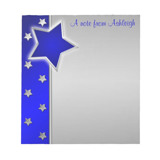Bloco De Notas Silver e Blue Stars Notepad II (Frente)