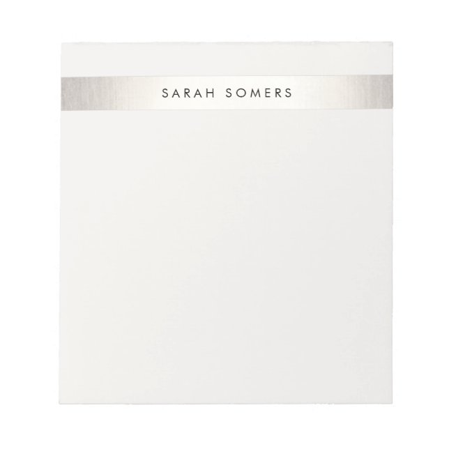 Bloco De Notas Silver FAUX Moderno Simples Elegante Strike (Frente)