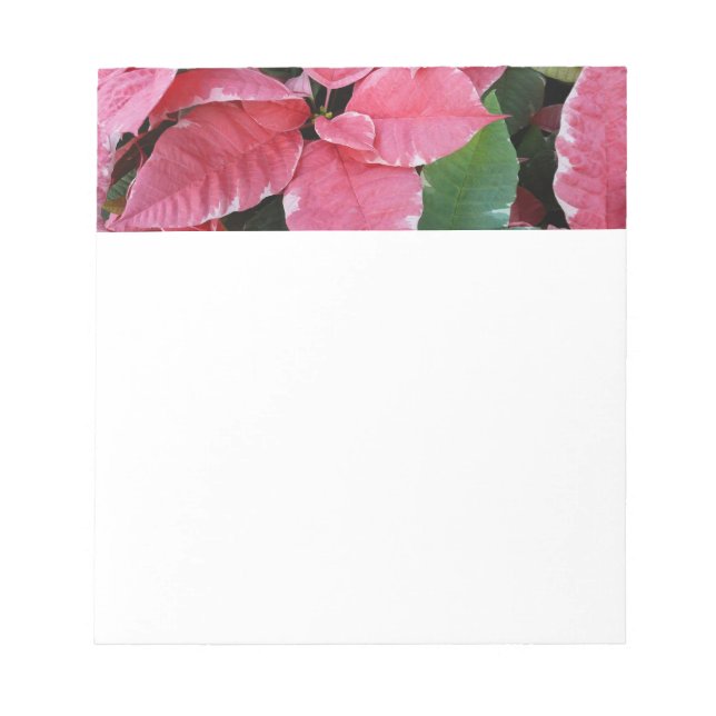 Bloco De Notas Silver Star Marble Poinsettias Feriado Rosa Floral (Frente)