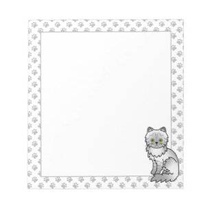 Bloco De Notas Silver Tabby Chinchilla Cinza Persa Cat & Paws