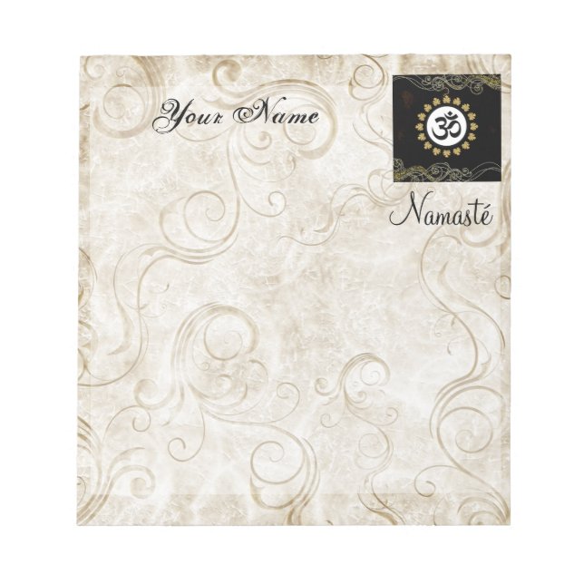 Bloco De Notas Símbolo Aum Mantra Meditação Preta e Dourada (Frente)