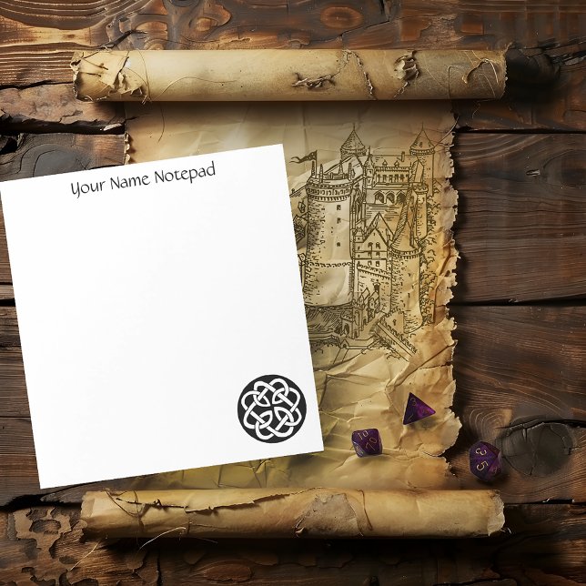 Bloco De Notas Símbolo de Círculo de Entrelaçamento Celta Preto e (Criador carregado)
