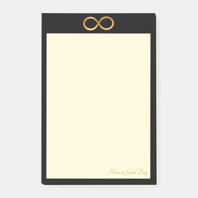 Bloco De Notas Símbolo de Infinito Dourado Coisas a Fazer (Frente)