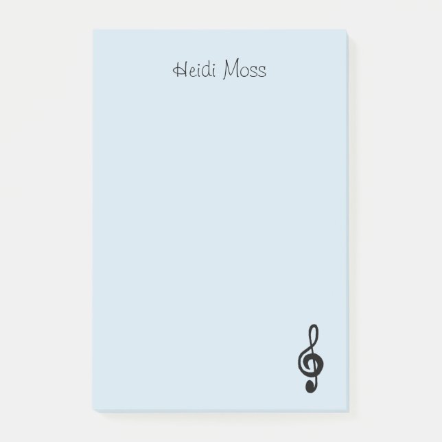 Bloco De Notas Símbolo de música Treble Clef Blue (Frente)